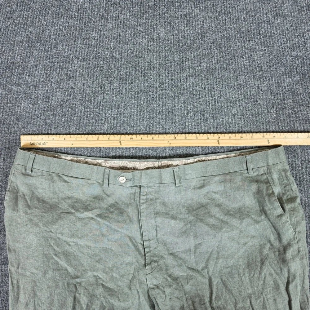 Lauren Ralph Lauren Sage Green Linen Straight Leg Pants Mens 46x31 Summer Casual